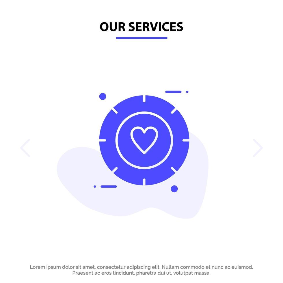 Our Services Love Signal Valentine Wedding Solid Glyph Icon Web card Template vector