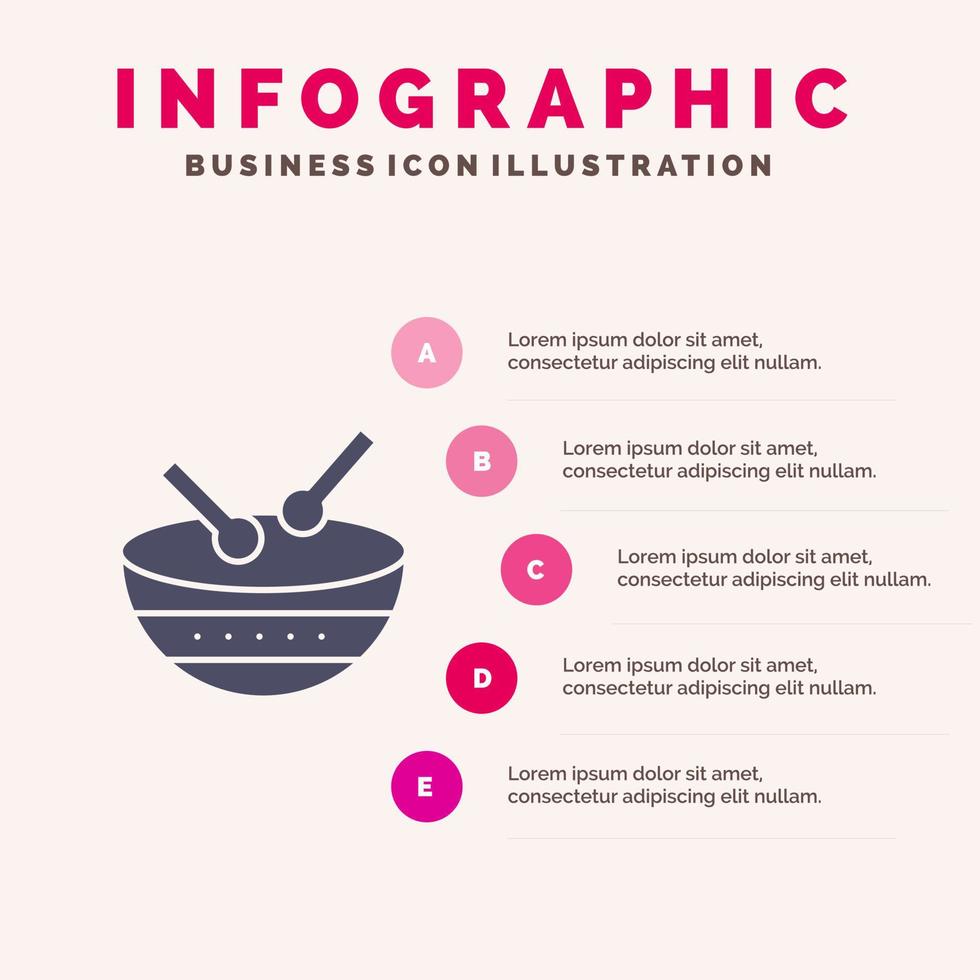 tambor instrumento desfile irlandés sólido icono infografía 5 pasos presentación antecedentes vector