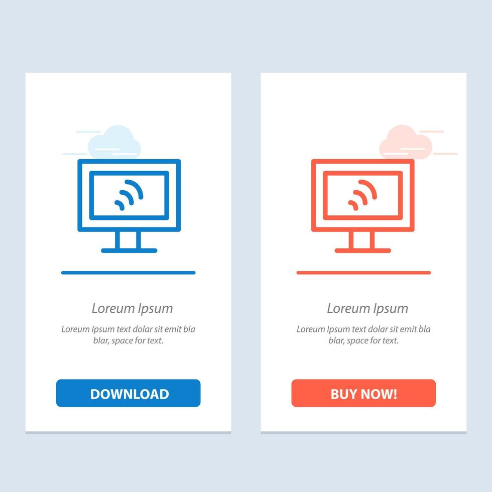 Computer Wifi Service  Blue and Red Download and Buy Now web Widget Card Template vector