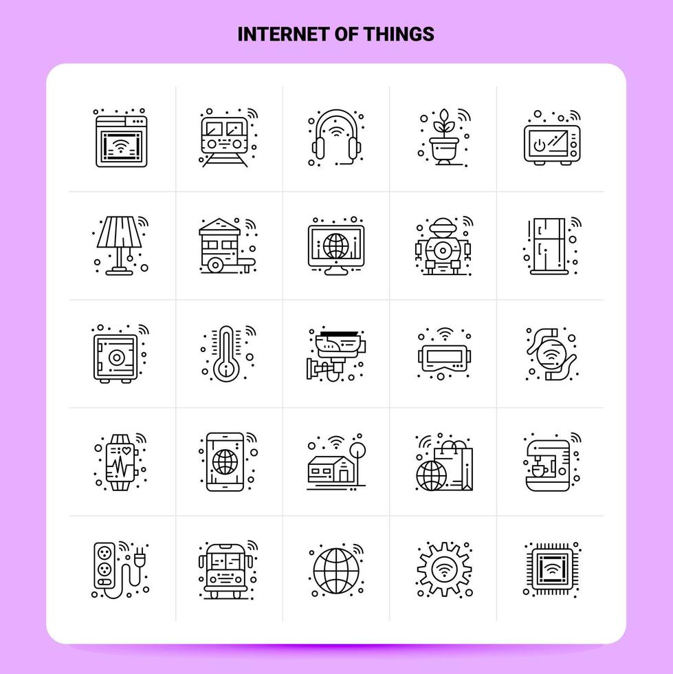 OutLine 25 Internet Of Things Icon set Vector Line Style Design Black Icons Set Linear pictogram pack Web and Mobile Business ideas design Vector Illustration