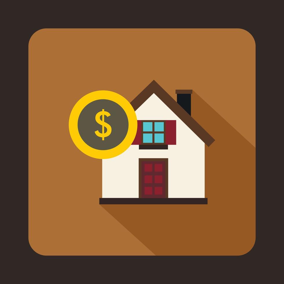 icono de casa y signo de dólar en estilo plano vector