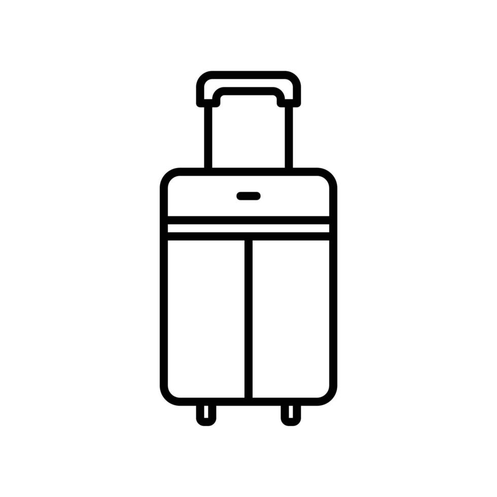 icono de maleta o bolsa para equipaje de viaje en estilo de contorno negro vector