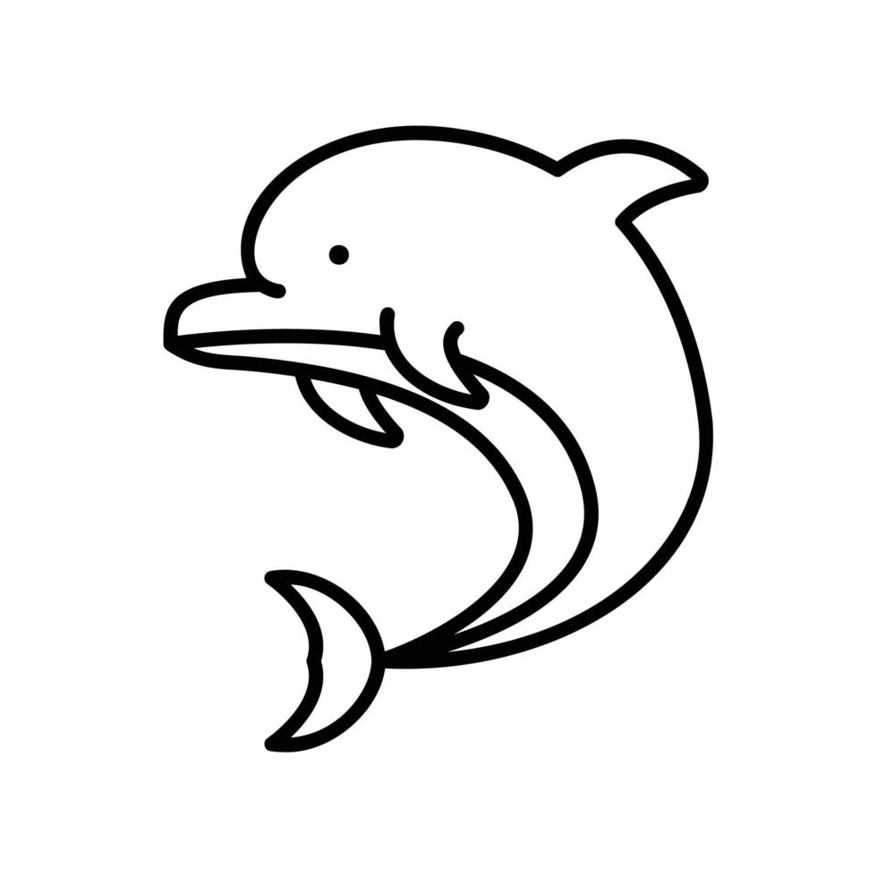 icono de delfines para mamíferos marinos o animales oceánicos en estilo de contorno negro vector