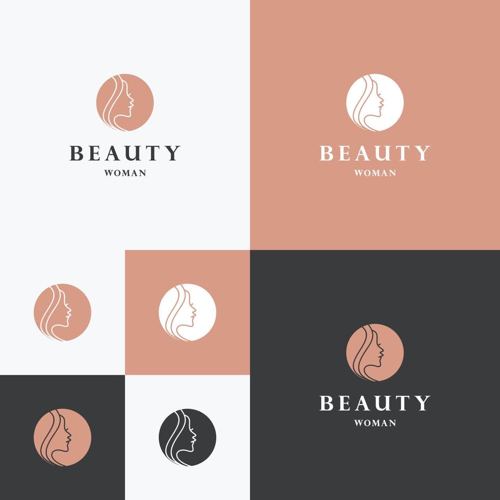 Beauty woman logo icon flat design template vector
