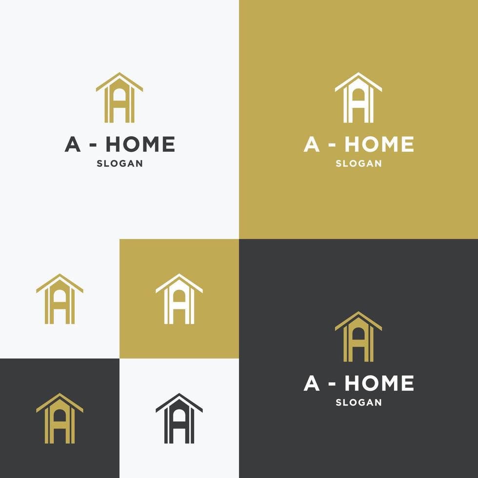 Letter a home logo icon flat design template vector