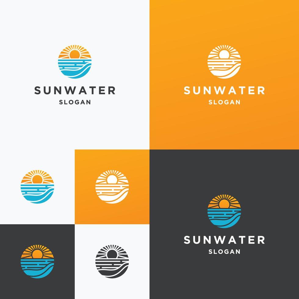 Sun water logo icon design template vector