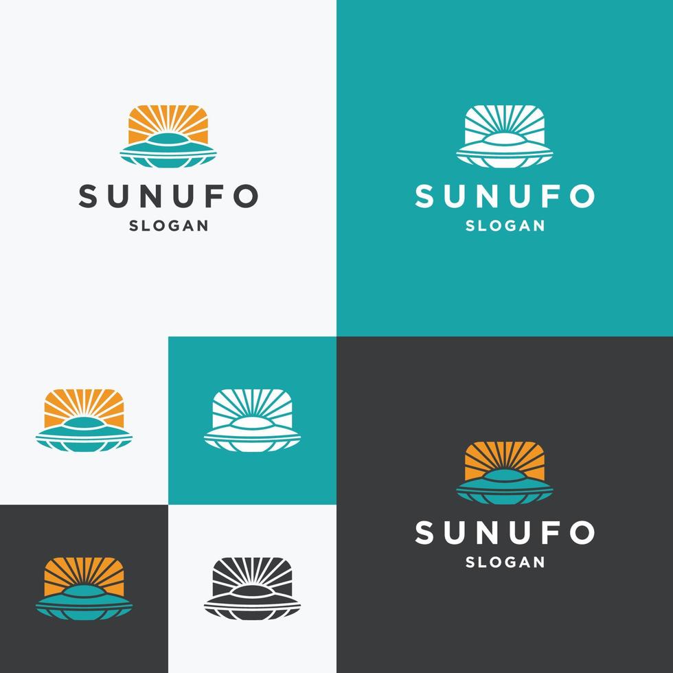 Sun ufo logo icon flat design template vector