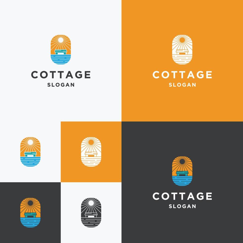 Cottage logo icon flat design template vector