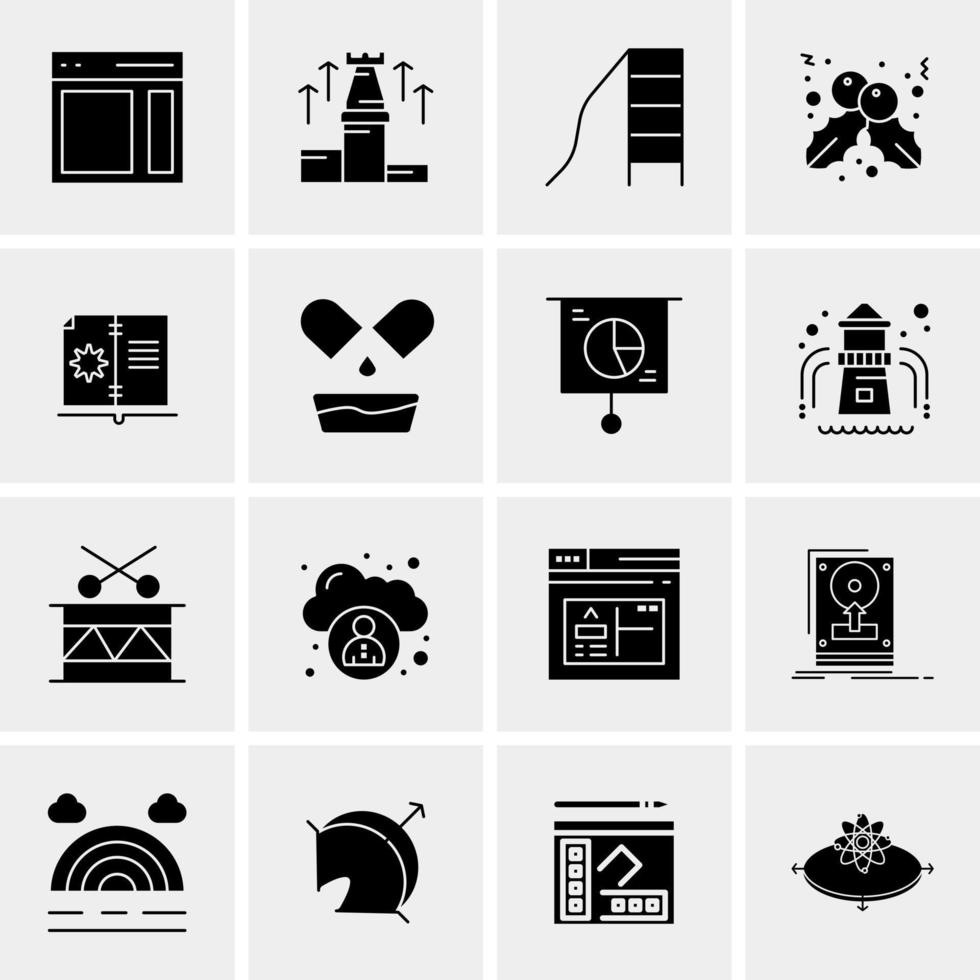 16 iconos de negocios universales vector ilustración de icono creativo para usar en proyectos relacionados con la web y dispositivos móviles