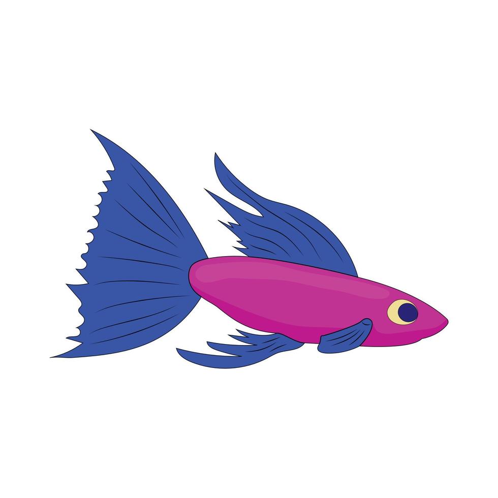 Small purple fish icon, cartoon style vector