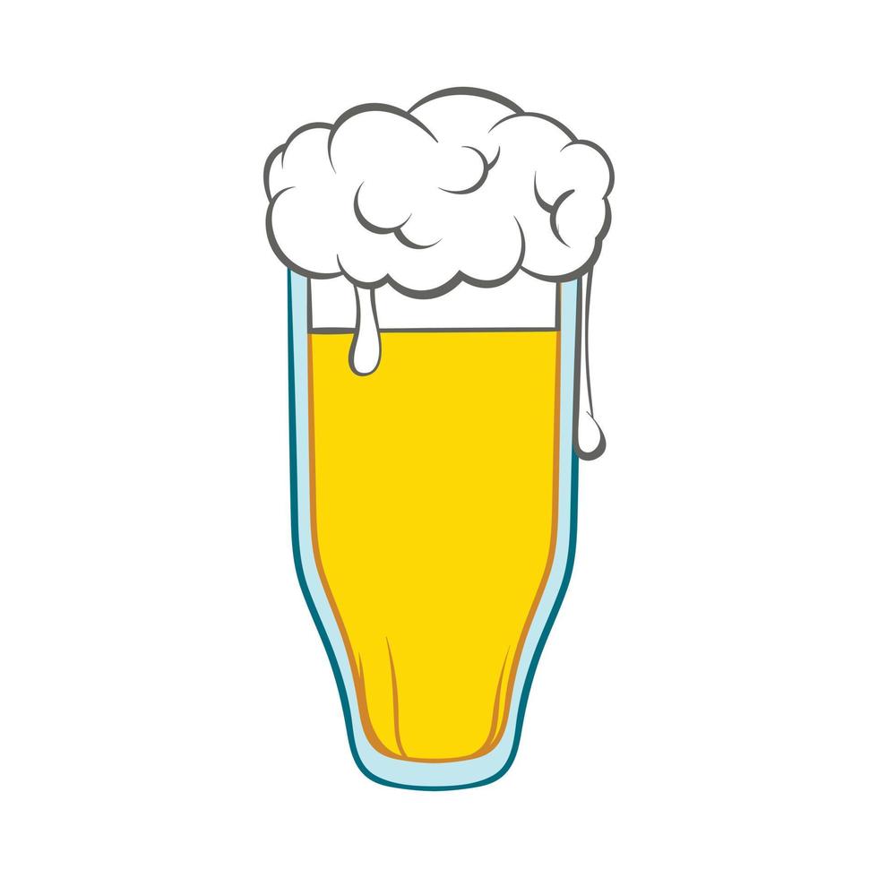 Glass of beer icon, cartoon style vector