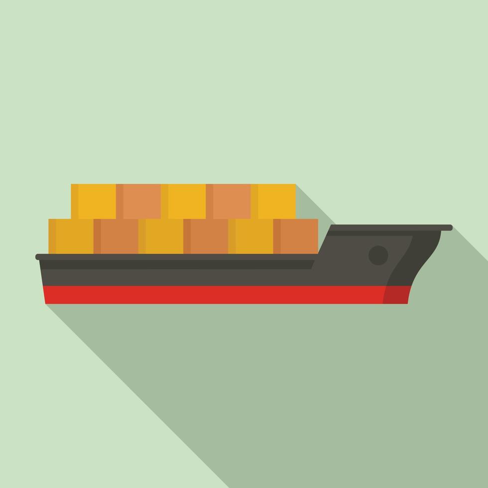 Cargo ship icon, flat style vector