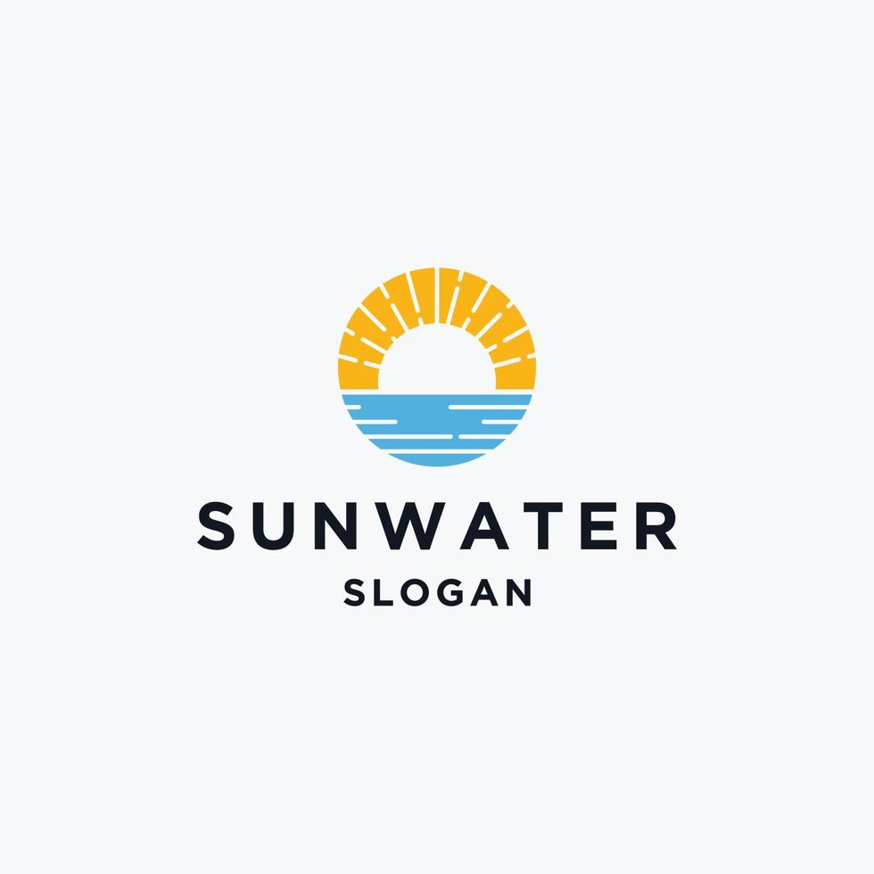 Sea waves and sun vector logo templates on a white background