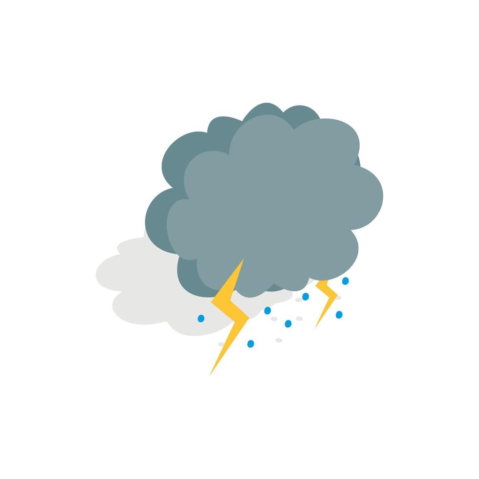 Cloud, lightning and hail icon, isometric 3d style vector