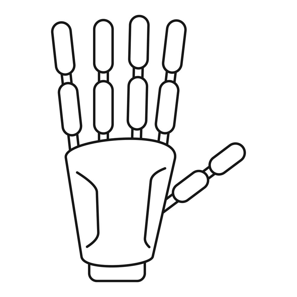 icono de mano biónica, estilo de esquema vector