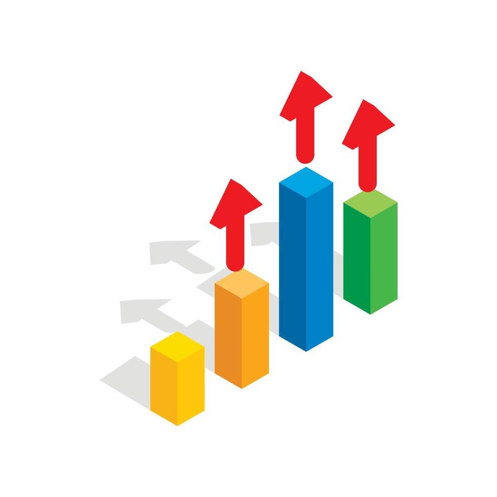 Growth chart icon, isometric 3d style vector