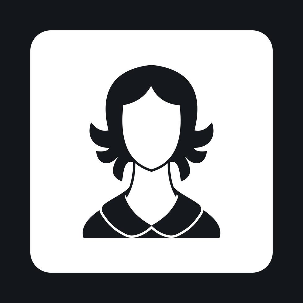 Woman with short hair avatar icon, simple style vector