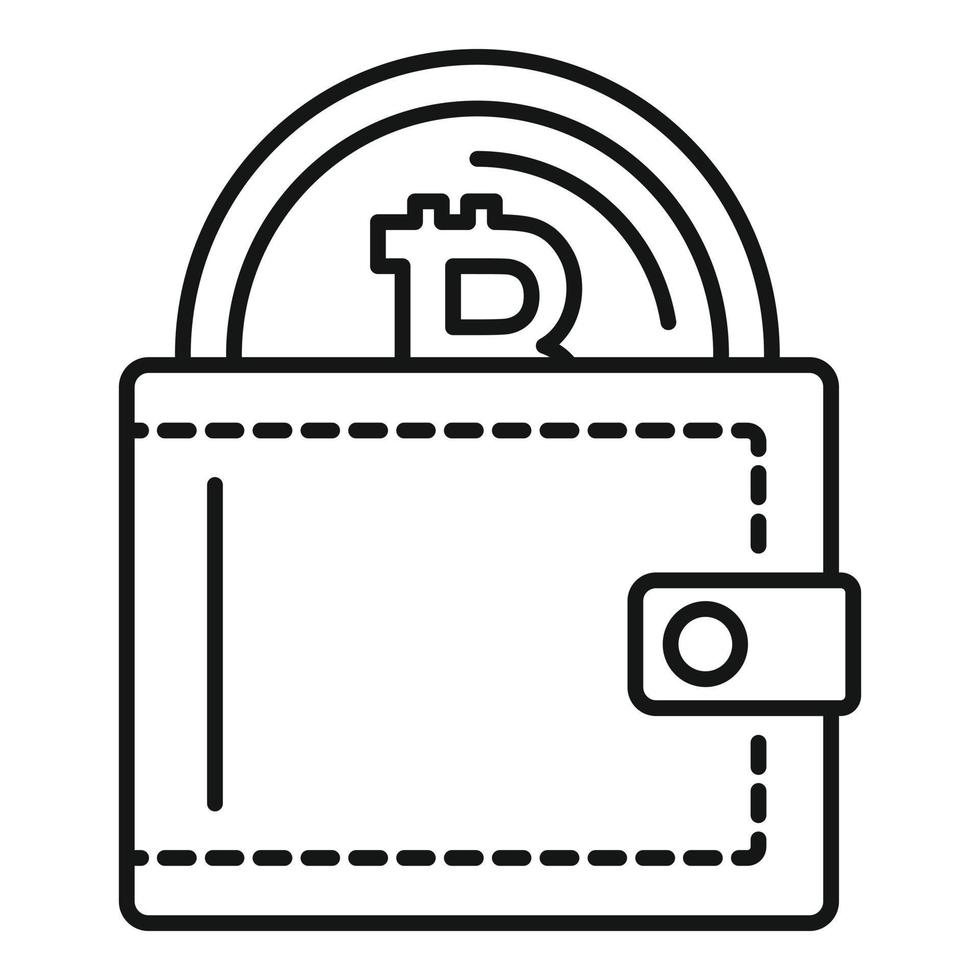 icono de monedero digital bitcoin, estilo de esquema vector