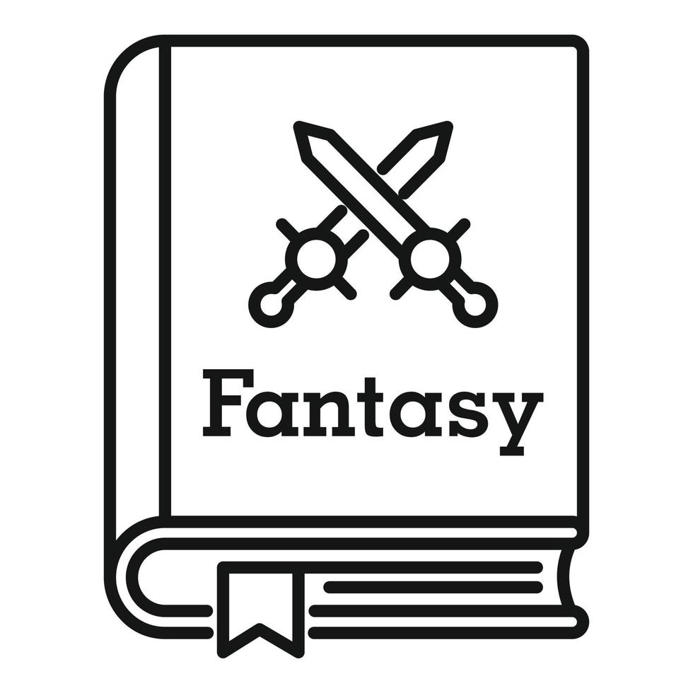 Fantasy book icon, outline style vector