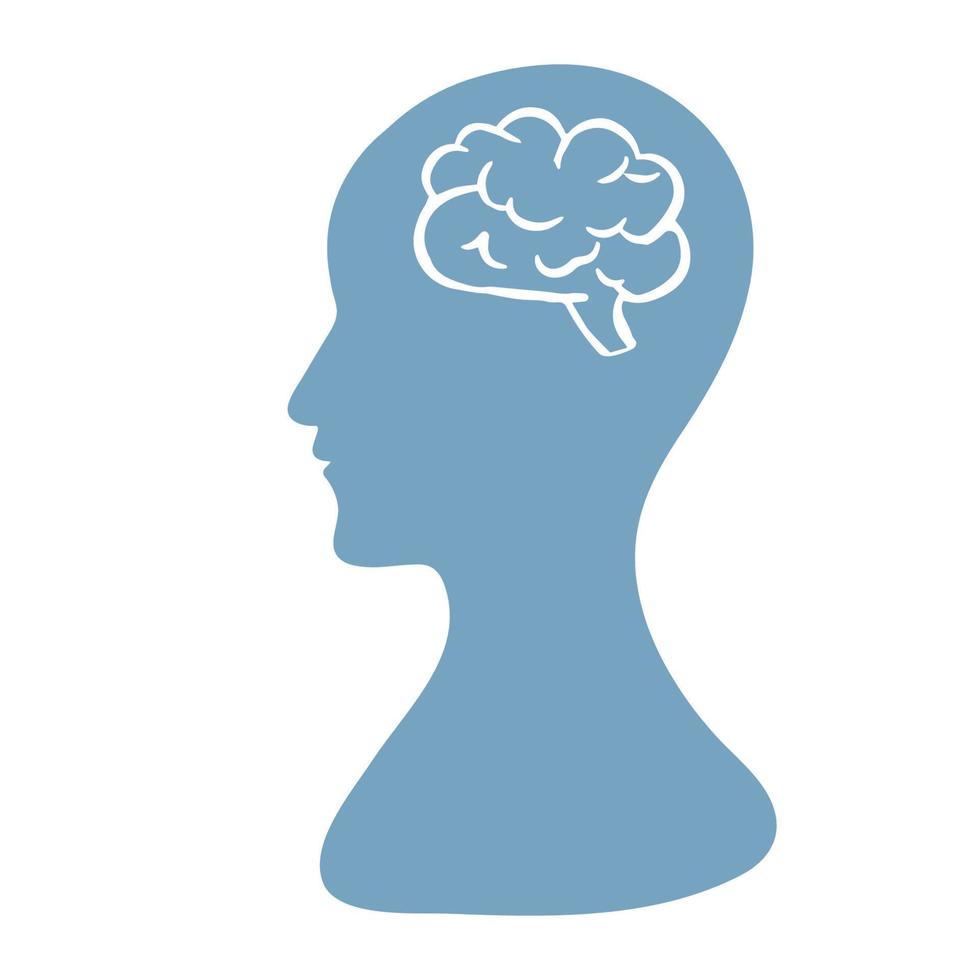 Human brain. Isolated vector icon , profile of a person , a symbol of an external critic, schizophrenia, paranoia