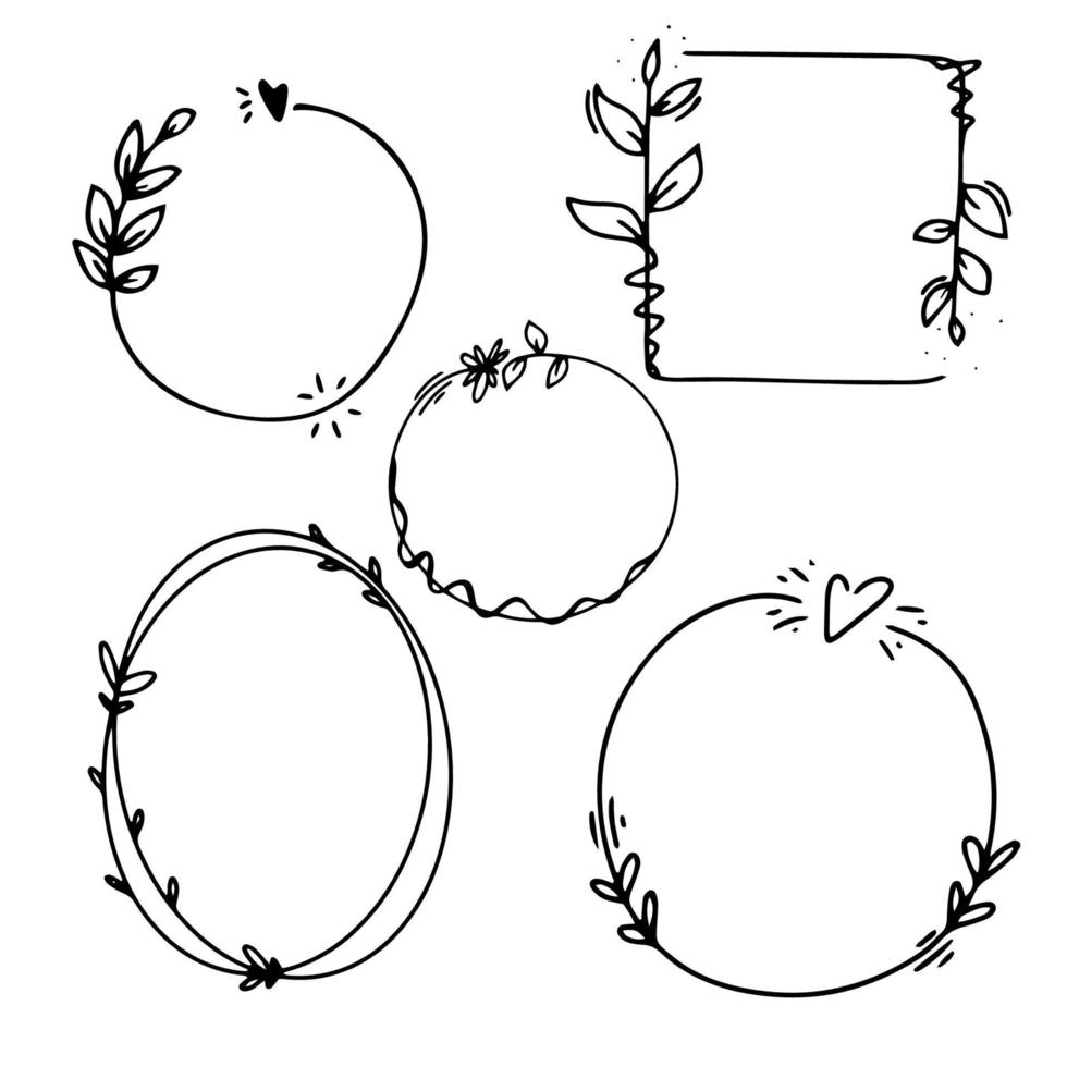 conjunto de croquis de línea de círculo dibujado a mano. círculos redondos de garabatos circulares vectoriales para el elemento de diseño de marca de nota de mensaje. lápiz o bolígrafo, burbuja de graffiti o ilustración de borrador de bola. vector