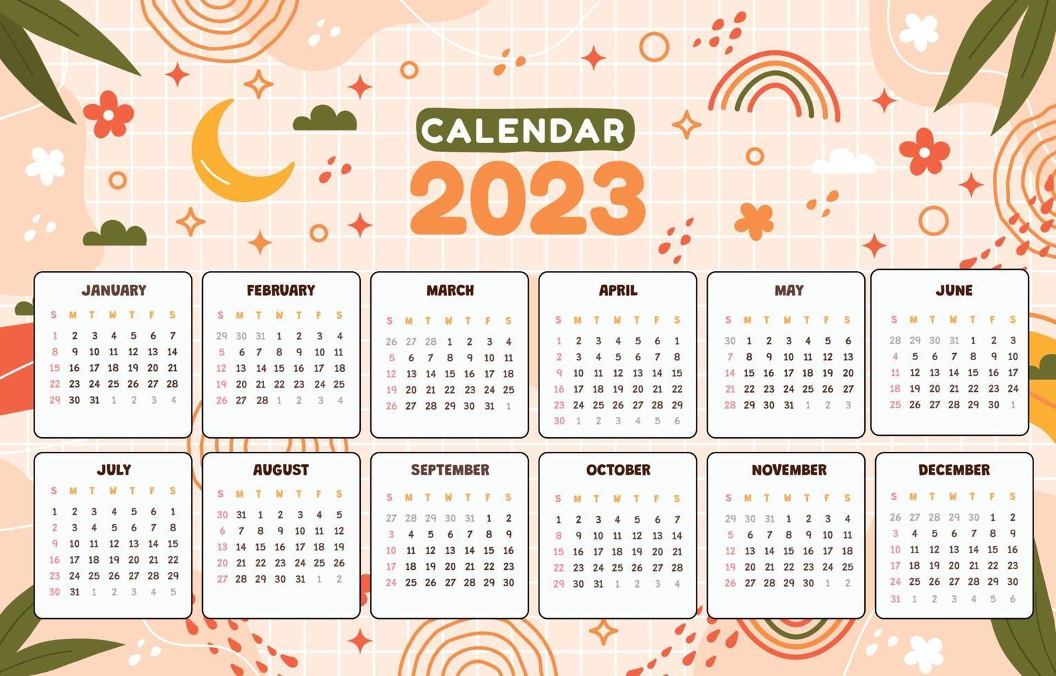 Abstract Calendar 2023 Template vector