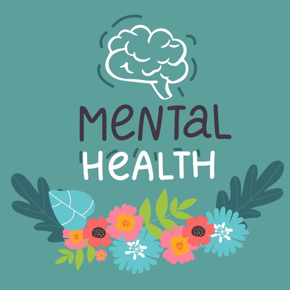 Vector illustration World Mental Health Day, lettering