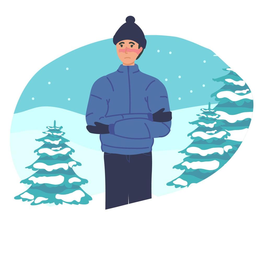 man froze. Frostbite concept banner. Cartoon illustration of frostbite vector concept banner for web design