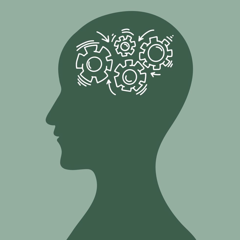 Human brain. Isolated vector icon, gear, icon, vector illustration black white isolated