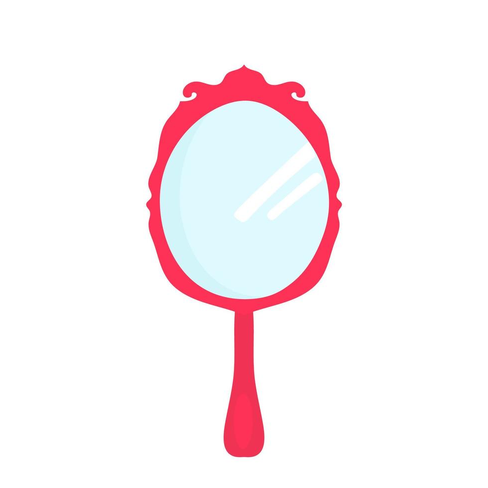 Princess, mermaid hand mirror with crown vector illustration. Hand drawn isolated icon, sticker.