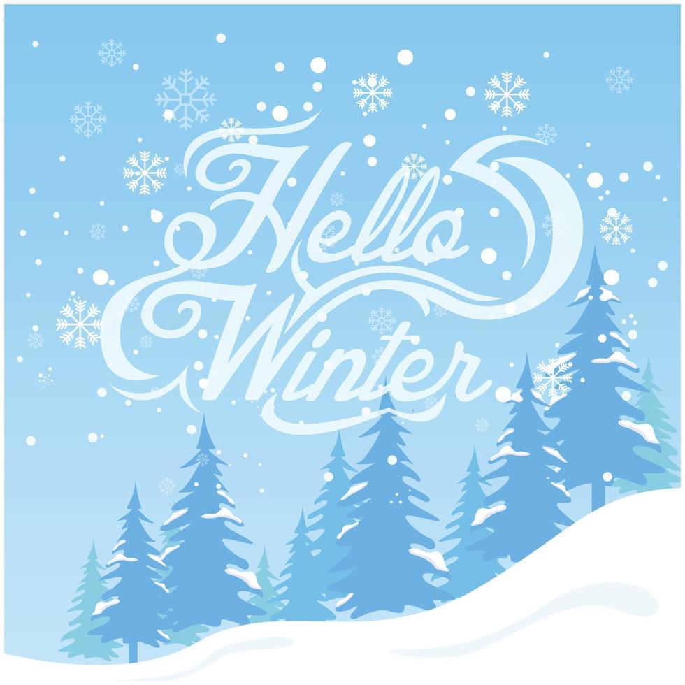 Flat design hello winter background vector