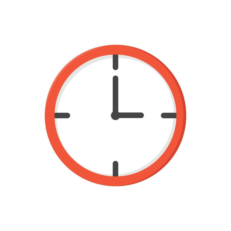 Clock or time vector. Orange clock illustration in flat style vector