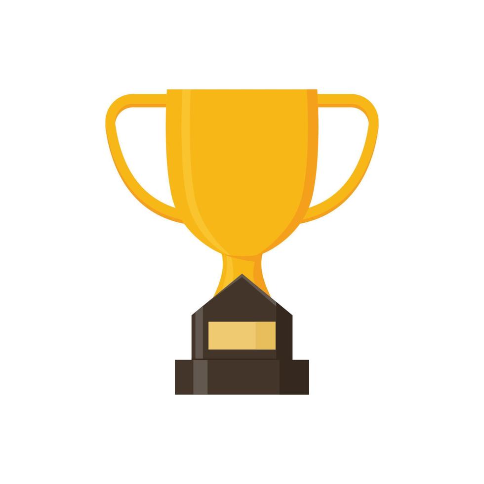 Winner trophy vector. Flat Illustration of Golden Trophy or cup, sports award, or champion. vector