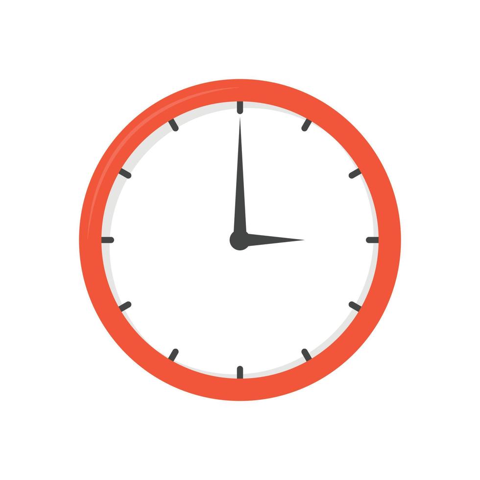 Clock or time vector. Orange clock illustration in flat style vector