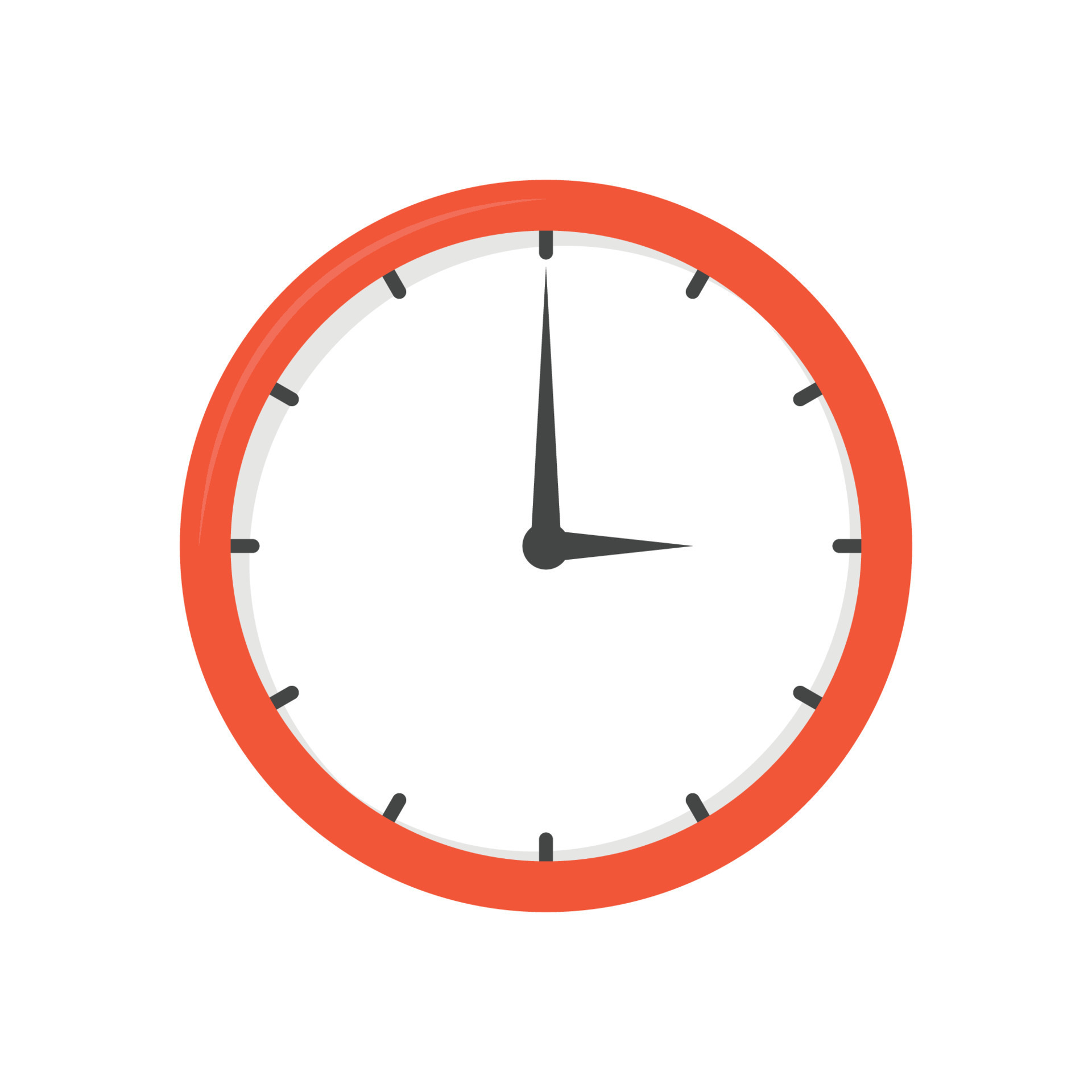 Clock or time vector. Orange clock illustration in flat style 14581898