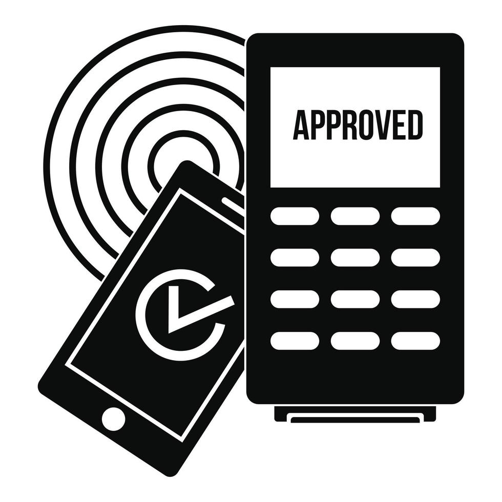 Approved terminal payment icon, simple style vector