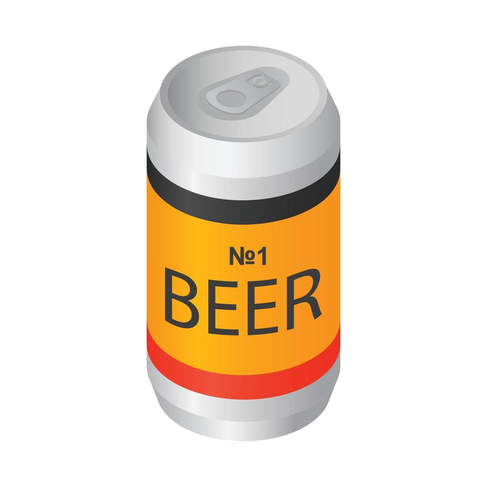 Number one beer can icon, isometric style vector