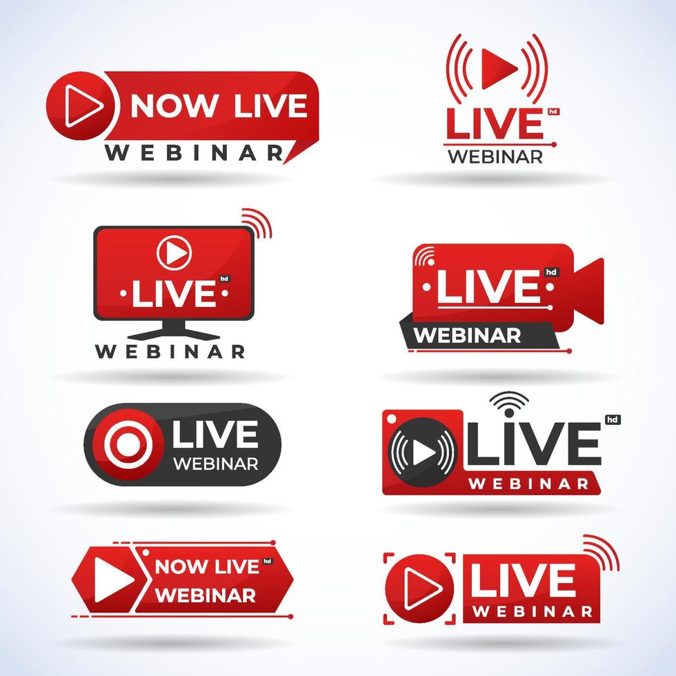 You Tube Logo Live Webinar Icon Badge vector