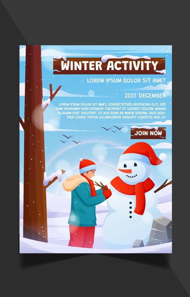 cartel de actividades al aire libre de invierno vector