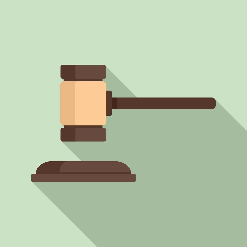Notary wood gavel icon, flat style vector