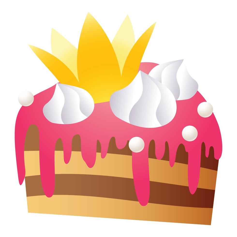 Princess cake icon, cartoon style vector