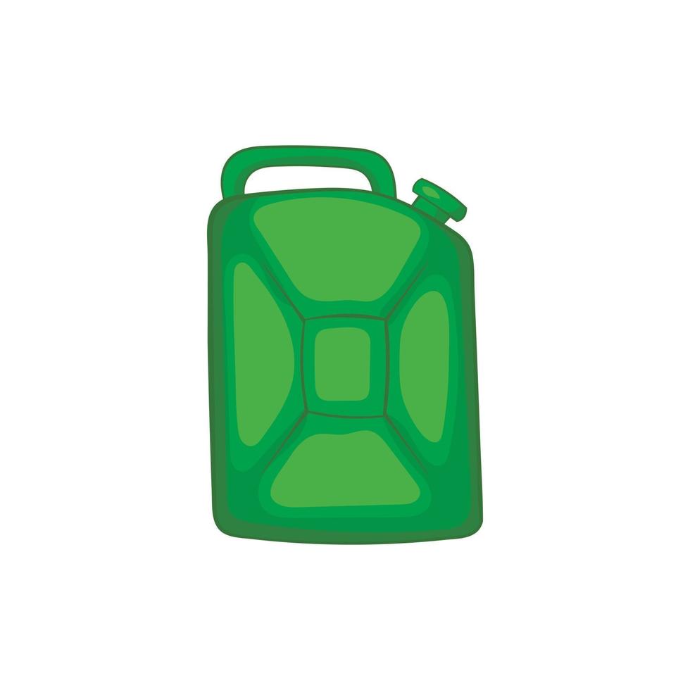 Green fuel canister icon, cartoon style vector