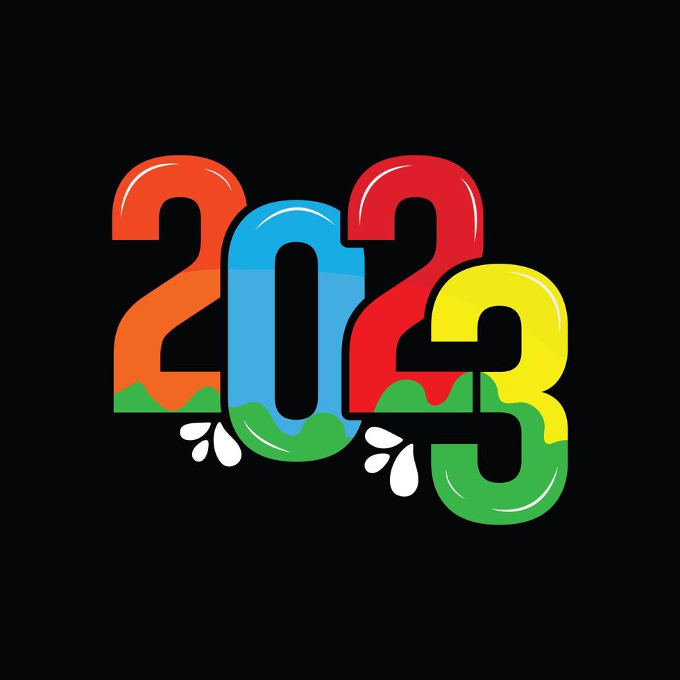 2023 vector t-shirt design. Happy new year t-shirt design. Can be used for Print mugs, sticker designs, greeting cards, posters, bags, and t-shirts.