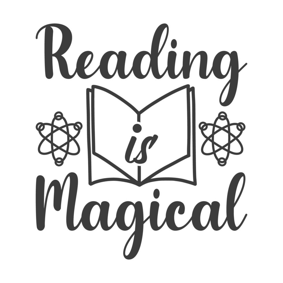 Reading is magical Vector illustration with hand-drawn lettering on texture background prints and posters. Calligraphic chalk design