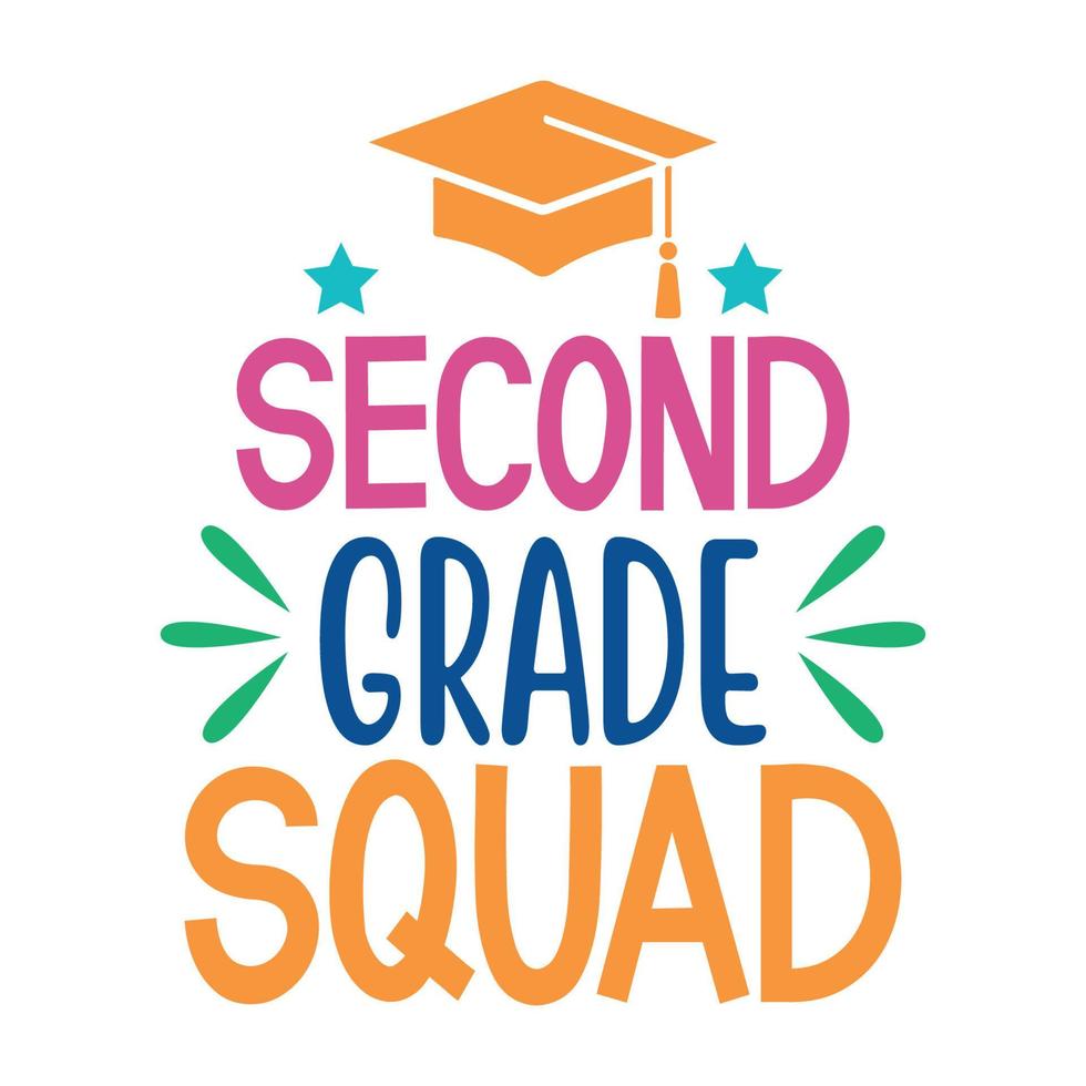2nd  grade squad Vector illustration with hand-drawn lettering on texture background prints and posters. Calligraphic chalk design