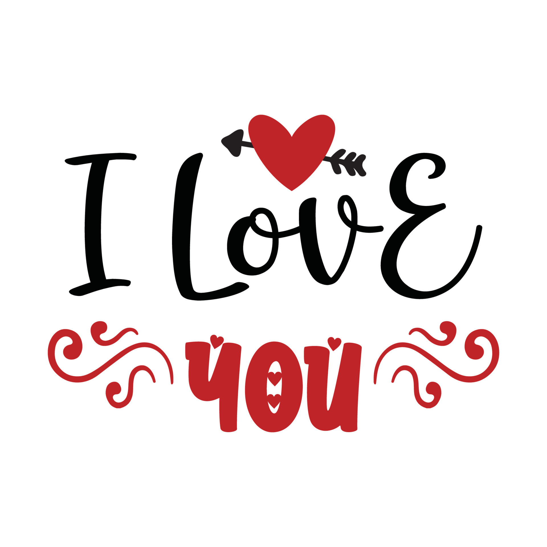 I Love You Vector illustration with hand-drawn lettering on texture ...