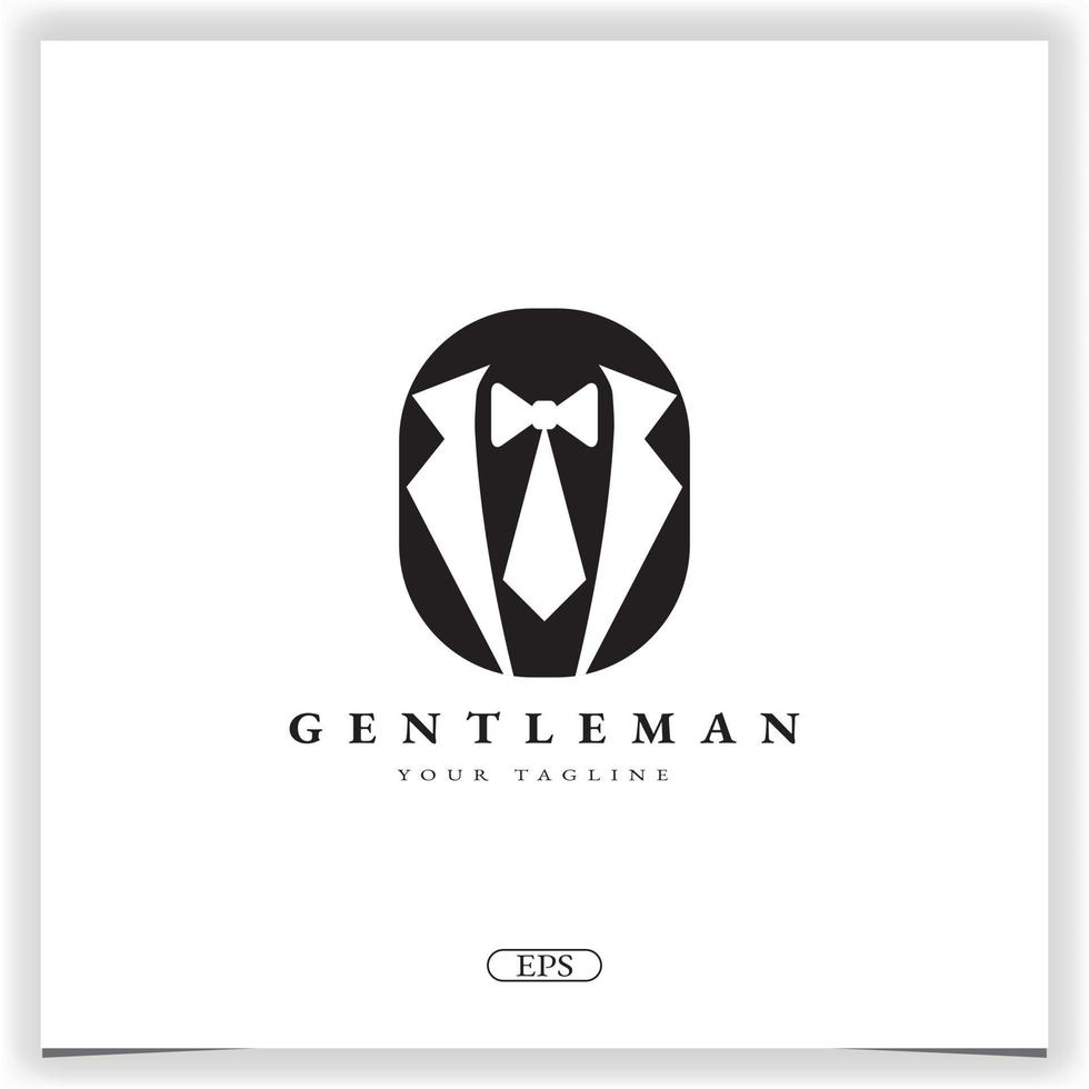 Bow tie tuxedo suit gentleman fashion tailor clothes vintage classic logo bussines design premium elegant template vector eps 10