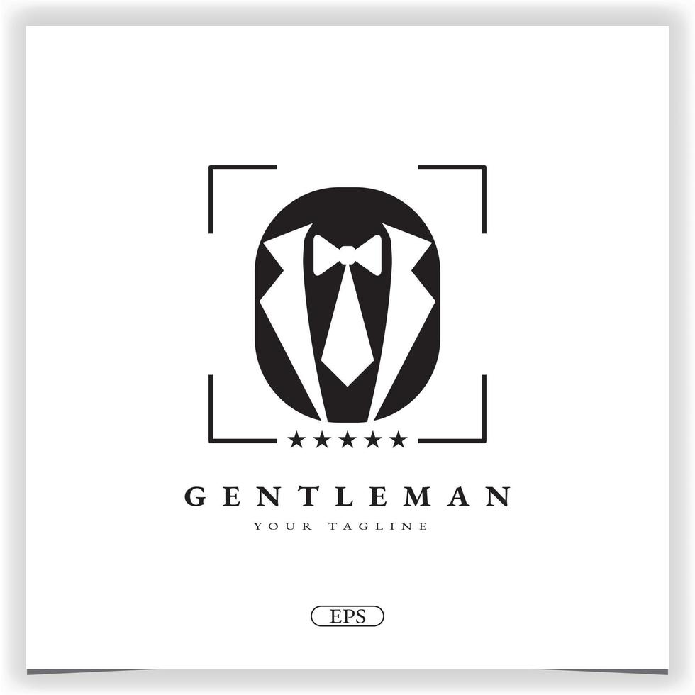 Bow tie tuxedo suit gentleman fashion tailor clothes vintage classic logo bussines design premium elegant template vector eps 10