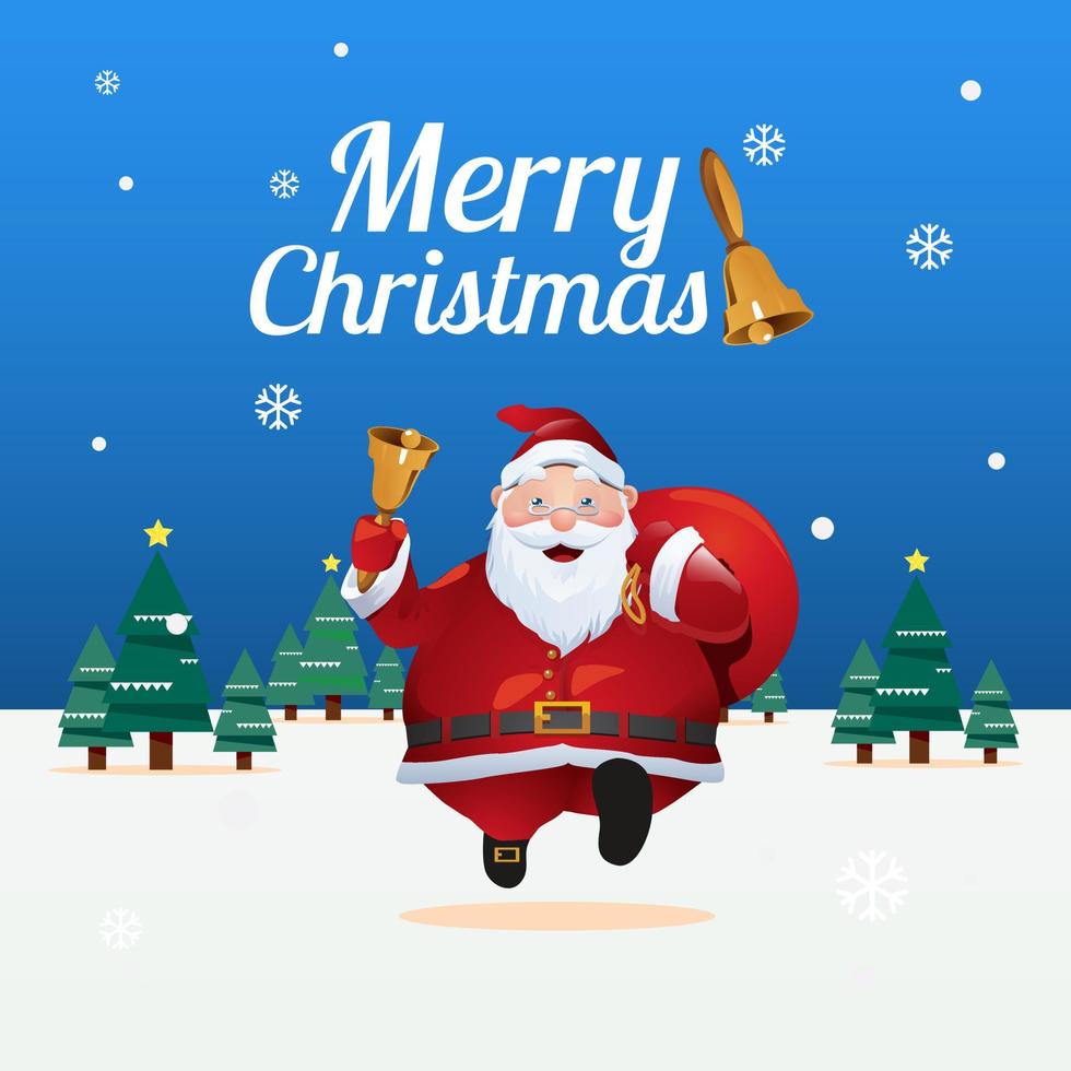 Santa Claus walking bring bell for Celebrate Merry Christmas vector