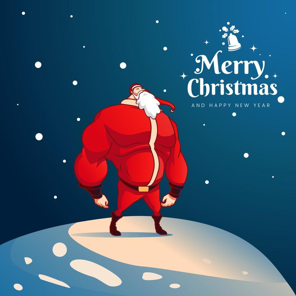 santa claus super héroe concepto personaje hombre con gran músculo ilustración vector